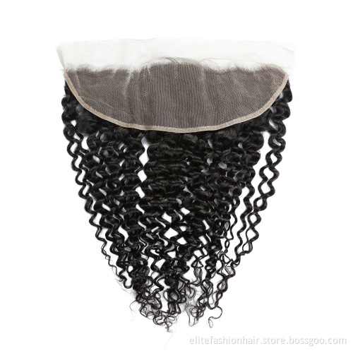Unprocessed 100% Brazilian Virgin Human Hair 13x4" Ear to Ear Lace Frontal Closure Natural black Curly 13x4 Frontal Closure